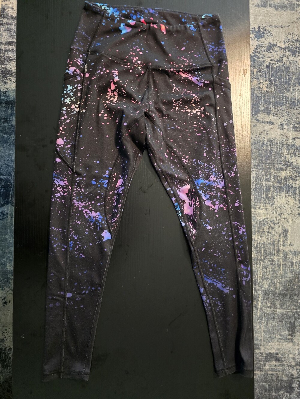 Black Splatter Print Active Leggings